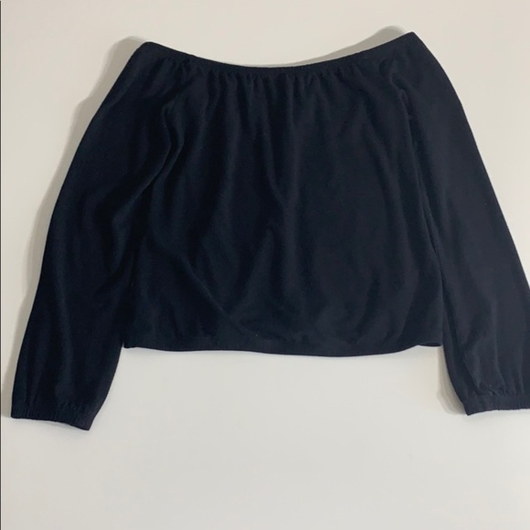 Theory Black Long Sleeve Off The Shoulder Top women’s small - Picture 4 of 5